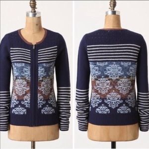 Anthropologie Sparrow Arras cardigan sweater blue Nordic fair isle Scandinavian